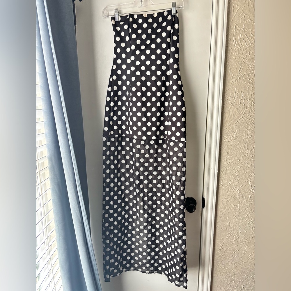 Black and White Polka Dot Strapless Dress SNDYS REVOLVE - Picture 2 of 7